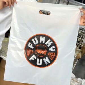 Custom printed white die-cut handle bag with 2-color logo